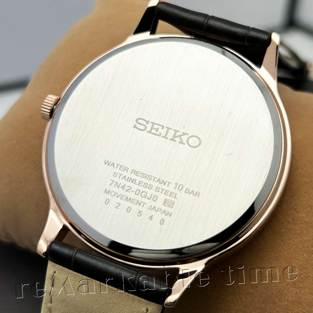 【SEIKO 石英手錶】經典紳士時尚男錶款白面玫瑰金框SGEH88/SGEH88P1-細節圖7