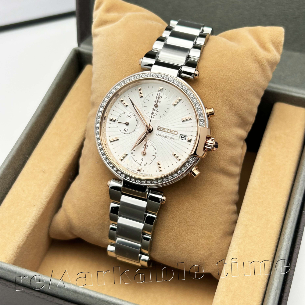 【SEIKO 三眼計時手錶】三眼鑲鑽計時女錶款SNDV44P1/SNDV44-細節圖2