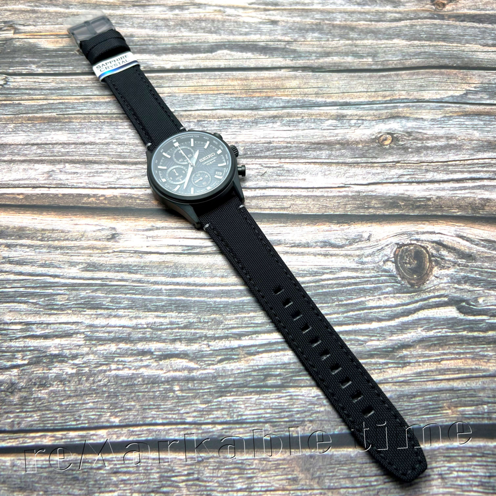 【SEIKO 三眼計時手錶】藍寶石水晶鏡面尼龍錶帶款SSB421/SSB421P1-細節圖2