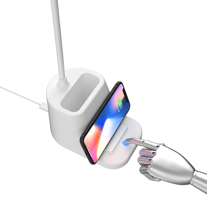 護眼臺燈10W 萬向彎管可調 三色觸摸亮度調節開關 LED智能無線快充 簡易版 /筆筒版 輕巧外出辦公旅遊-細節圖7