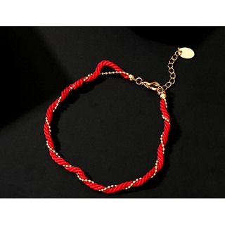 招桃花🧧紅繩帶金踝鏈/手鍊 紅繩懷念帶金女腳鍊 左防小人 右招財 腳環 棉繩子 中國風 腳踝飾品-規格圖2