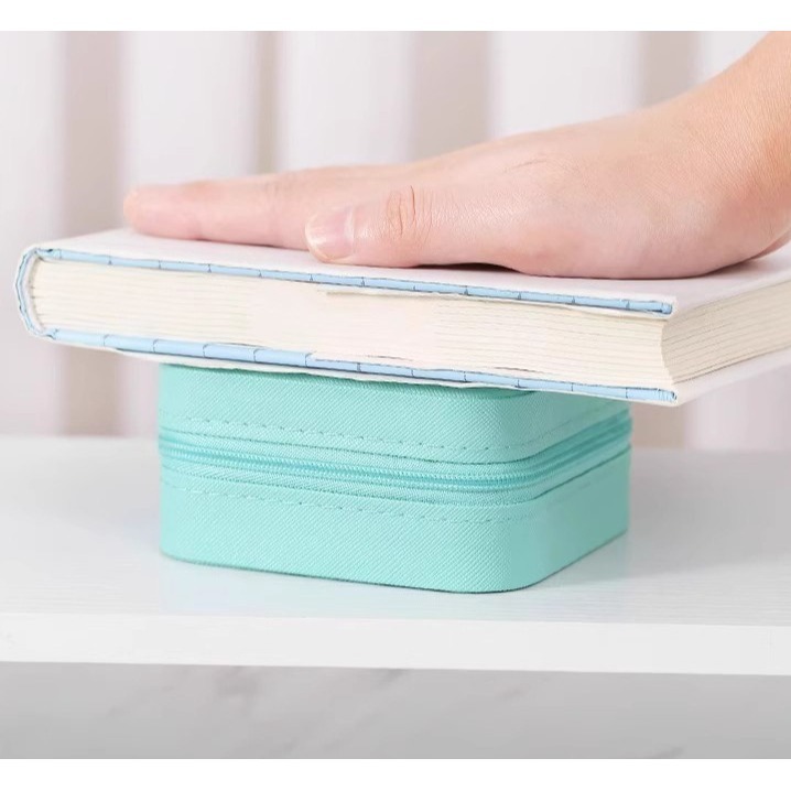 迷你首飾收納盒 旅行耳環項鍊珠寶盒 小巧戒指包 拉鍊翻蓋飾品盒-細節圖6