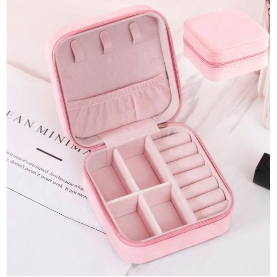 迷你首飾收納盒 旅行耳環項鍊珠寶盒 小巧戒指包 拉鍊翻蓋飾品盒-規格圖9