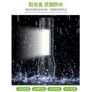 USB 迷你伸縮手電筒 LED變焦遠射超亮防水  隨身攜帶 室內戶外適用-細節圖2
