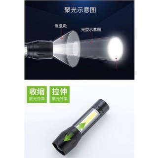 USB 迷你伸縮手電筒 LED變焦遠射超亮防水  隨身攜帶 室內戶外適用-細節圖4