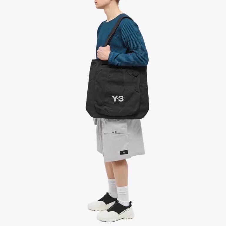 Y-3！Y3！珍稀優雅限定！全球限購限量~頂級精品黑色紋繡刺繡幾何托特包、側背包、斜背包、肩背包~收藏款！-細節圖5