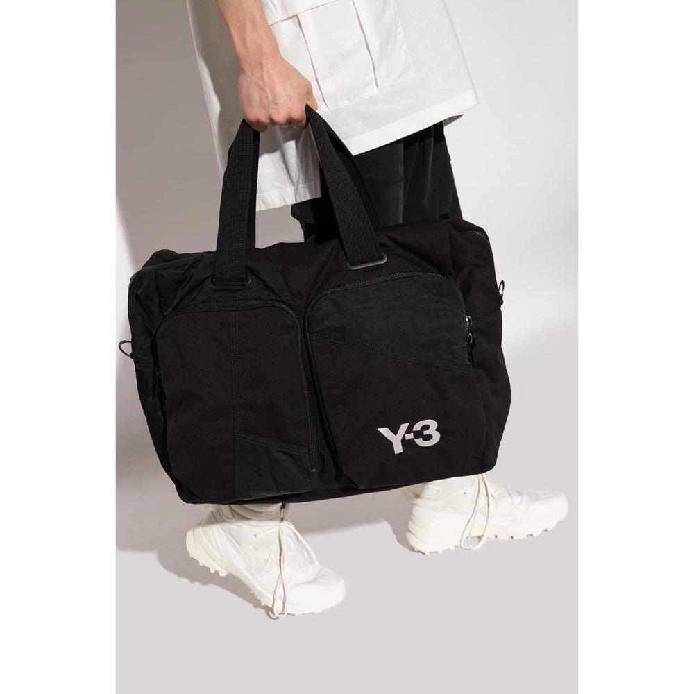 Y-3！Y3！頂級絕版藝術精品~週末版繡紋極限版!多用途黑色旅行袋、行李箱、側背包、手提包、筆電包、出差包、洽公包-細節圖5