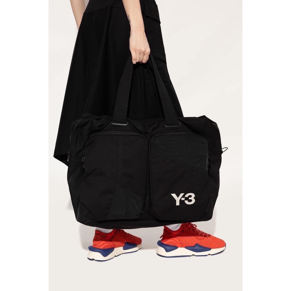 Y-3！Y3！頂級絕版藝術精品~週末版繡紋極限版!多用途黑色旅行袋、行李箱、側背包、手提包、筆電包、出差包、洽公包-細節圖6