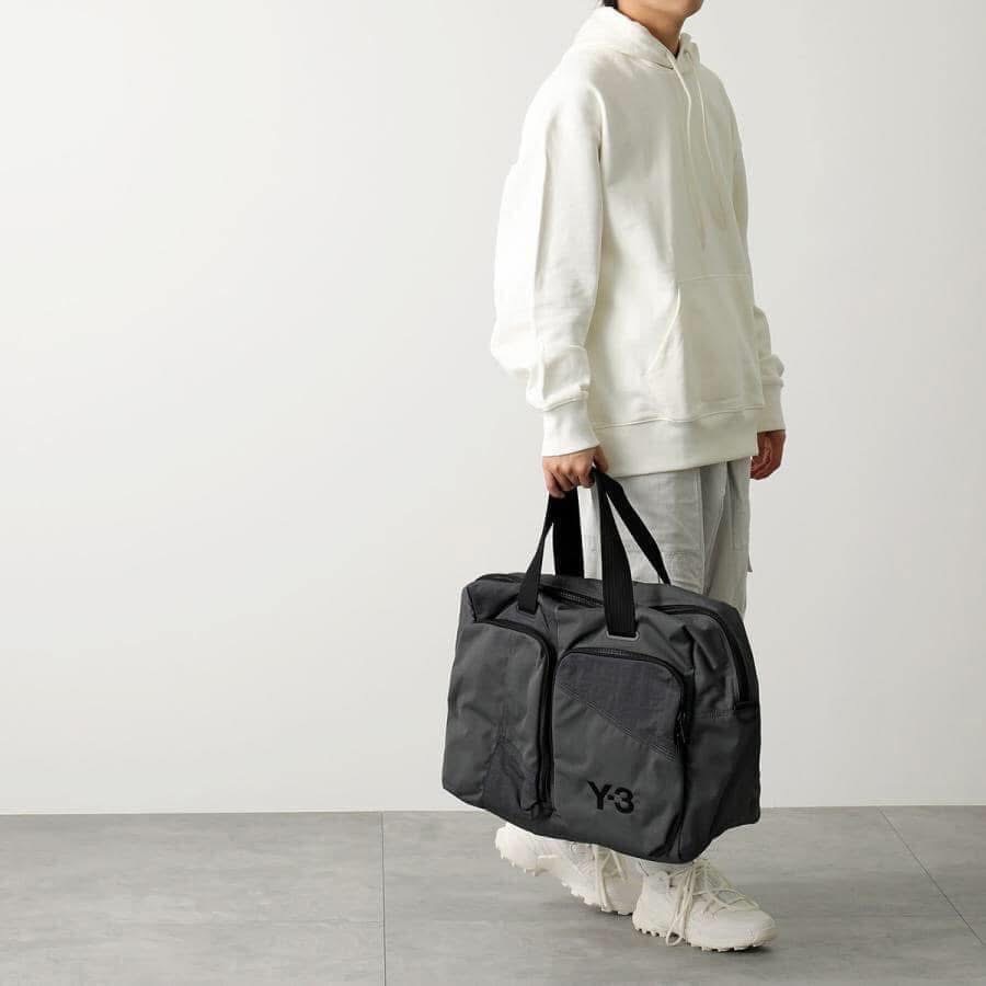 Y-3！Y3！頂級珍稀精品~週末版紋繡極限版!多用途軍綠色橄欖綠色幾何紋繡旅行袋、行李箱、側背包、手提包、筆電包、出差包-細節圖3