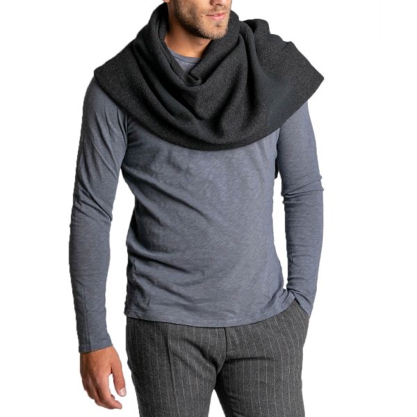 Y-3！Y3！極稀有！絕版🌟奢暖頂級精品！比利時製造~歐陸優雅凝聚~黑色手洗刺繡羊毛圍巾披肩~-細節圖5