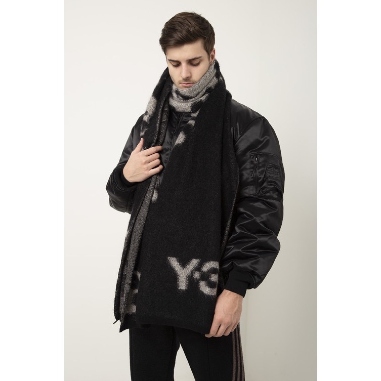 Y-3！Y3！極稀有🌟奢暖針稀頂級精品！經典傳奇~歐陸優雅凝聚！華麗絢麗花豹~ 黑色白灰色刺繡!手洗刺繡羊毛圍巾披肩~-細節圖10