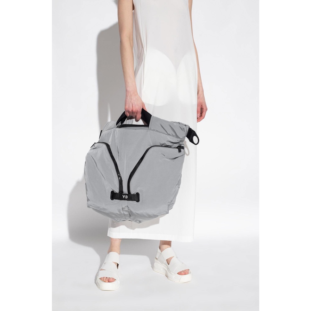 Y-3！Y3！絕版🌟飛雁奇作版！頂級奢華繡紋刺繡托特包！全球限定！精品技術實力添加~科技認證灰色側背包、斜背包、肩背包-細節圖2