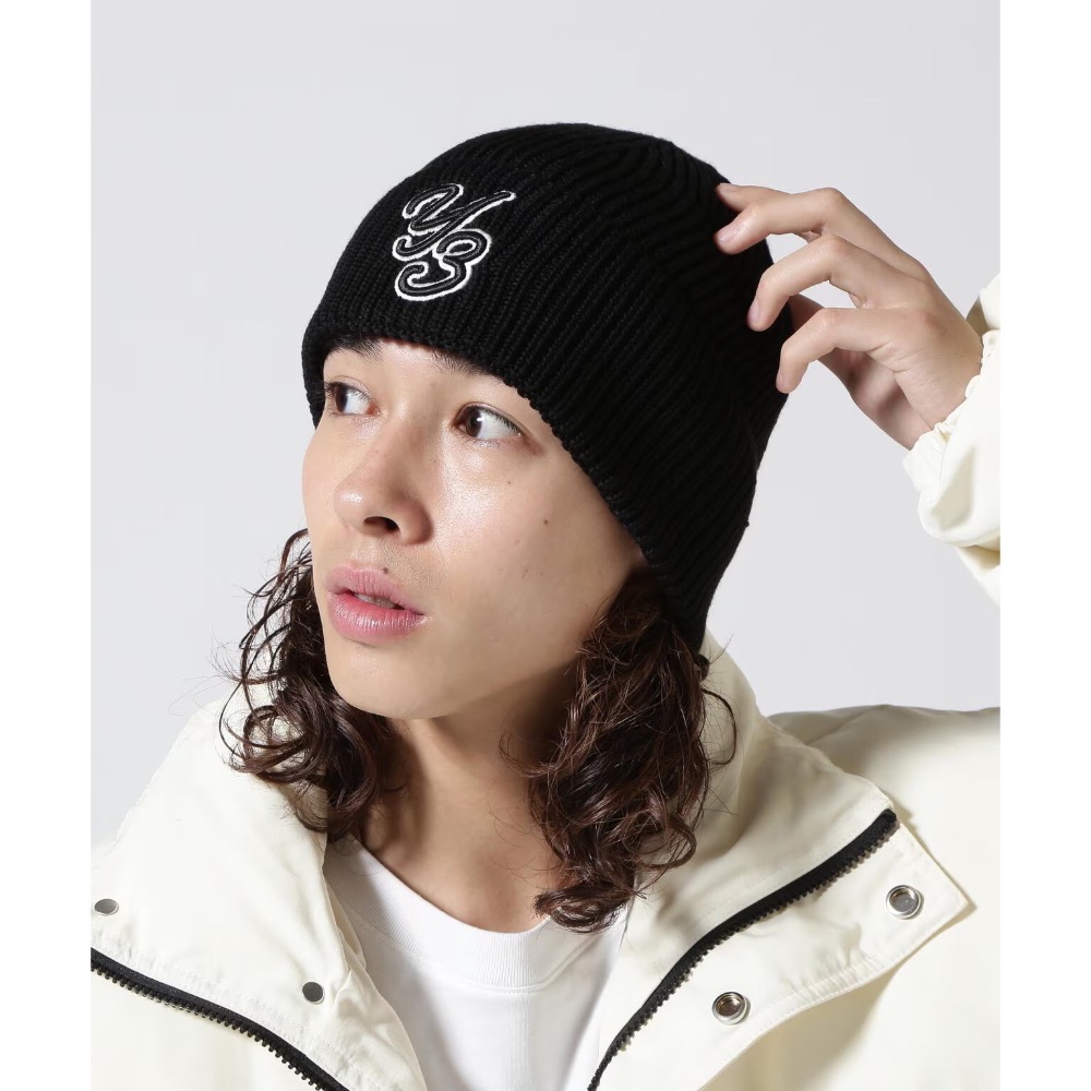 Y-3！Y3 💛 絕版精品~藝術師草寫標緻!柔美溫暖黑色~羊毛帽、毛線帽、針織帽 🖤-細節圖8