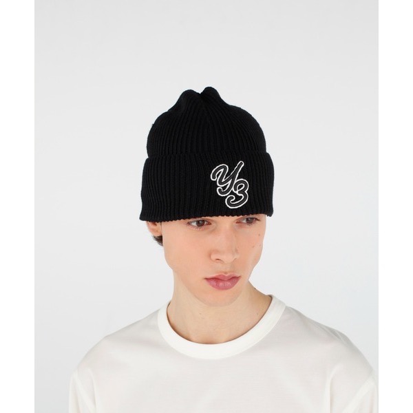 Y-3！Y3 💛 絕版精品~藝術師草寫標緻!柔美溫暖黑色~羊毛帽、毛線帽、針織帽 🖤-細節圖9