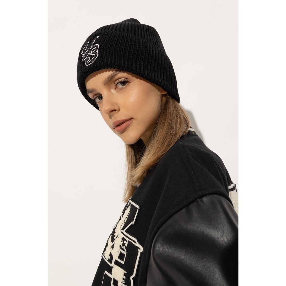 Y-3！Y3 💛 絕版精品~藝術師草寫標緻!柔美溫暖黑色~羊毛帽、毛線帽、針織帽 🖤-細節圖10