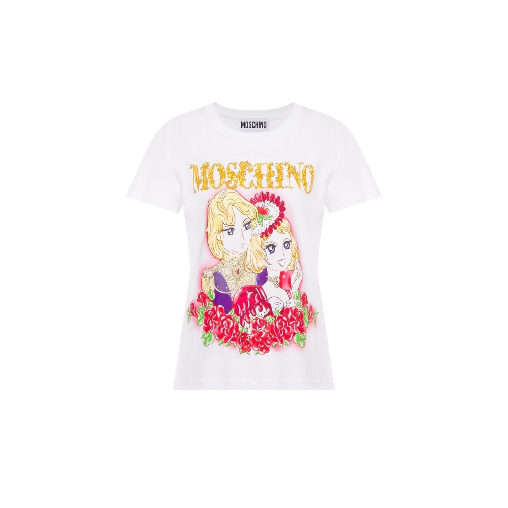 夢幻逸品!MOSCHINO🐻凡爾賽玫瑰🌹歐斯嘉&瑪麗皇后！本宮！傳奇精品!美翻了!白色短袖、T恤、T-Shirt！-細節圖2