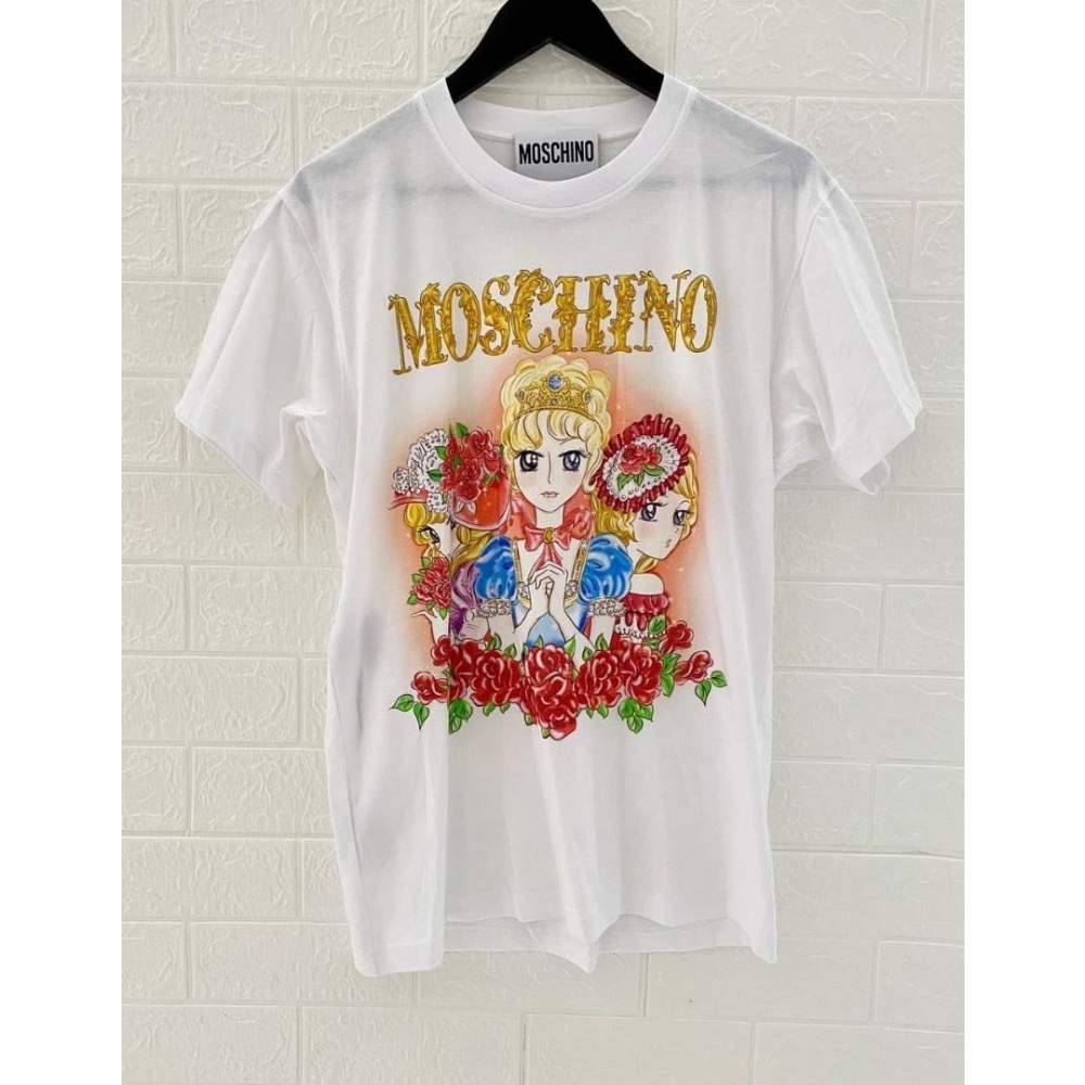 夢幻逸品!MOSCHINO🐻凡爾賽玫瑰🌹歐斯嘉&瑪麗皇后！本宮！傳奇精品!美翻了!白色短袖、T恤、T-Shirt！-細節圖6