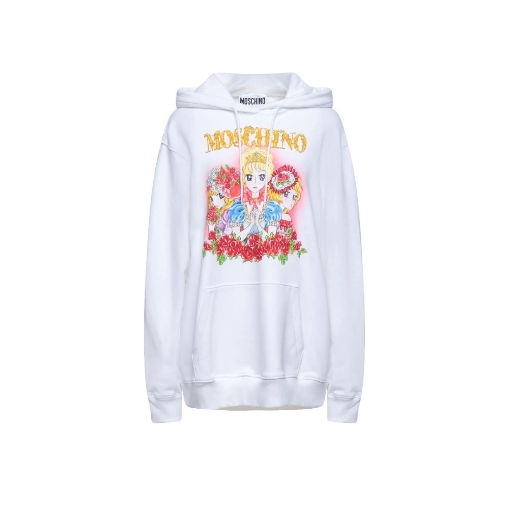 夢幻逸品!MOSCHINO🐻凡爾賽玫瑰🌹瑪麗皇后！本宮！傳奇精品!美翻了!白色長袖、連帽T恤、連帽T！-細節圖2