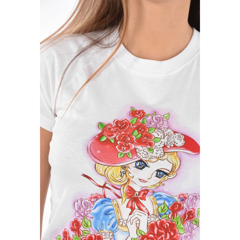 夢幻逸品!美翻了!MOSCHINO🐻凡爾賽玫瑰🌹瑪麗皇后！本宮！頤禧～傳奇精品!甜美白色短袖、T恤、T-Shirt！-細節圖6