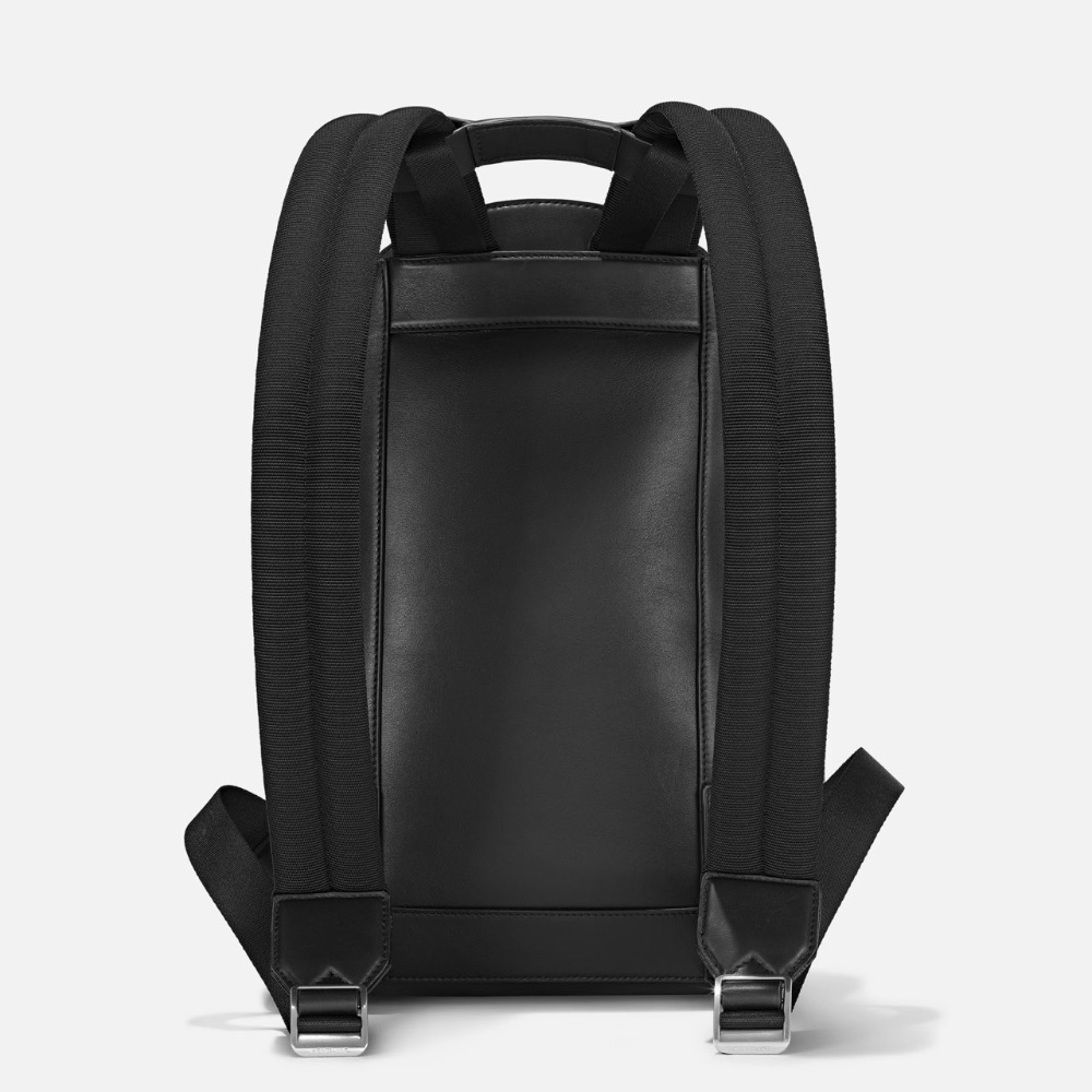 唯美絕版🌸MONTBLANC(萬寶龍)義大利製~頂級精品！唯美高階袖珍匠藝~小牛皮!墨子黑色~ 聖徒哲人！後背包、旅行包-細節圖3