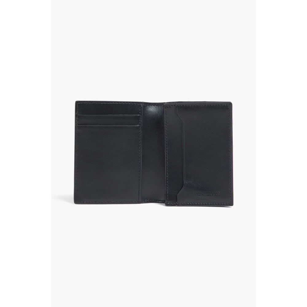 唯美絕版🌸MONTBLANC(萬寶龍)義大利製~頂級精品！自然藝術版防刮牛皮墨子、黑色 ~中短夾皮夾錢包信用卡夾、名片夾-細節圖10