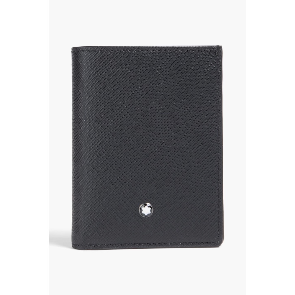 唯美絕版🌸MONTBLANC(萬寶龍)義大利製~頂級精品！唯美高階匠心~防刮牛皮墨子黑色~中短夾皮夾錢包信用卡夾、名片夾-細節圖7