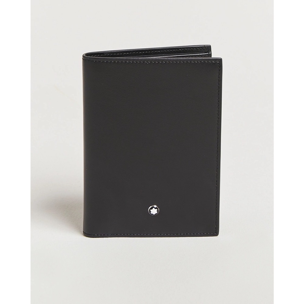 唯美絕版🌸MONTBLANC(萬寶龍)義大利製~頂級精品！墨子~黑色！超唯美大師傑作匠藝！小牛皮~中短夾皮夾錢包信用卡夾-細節圖8