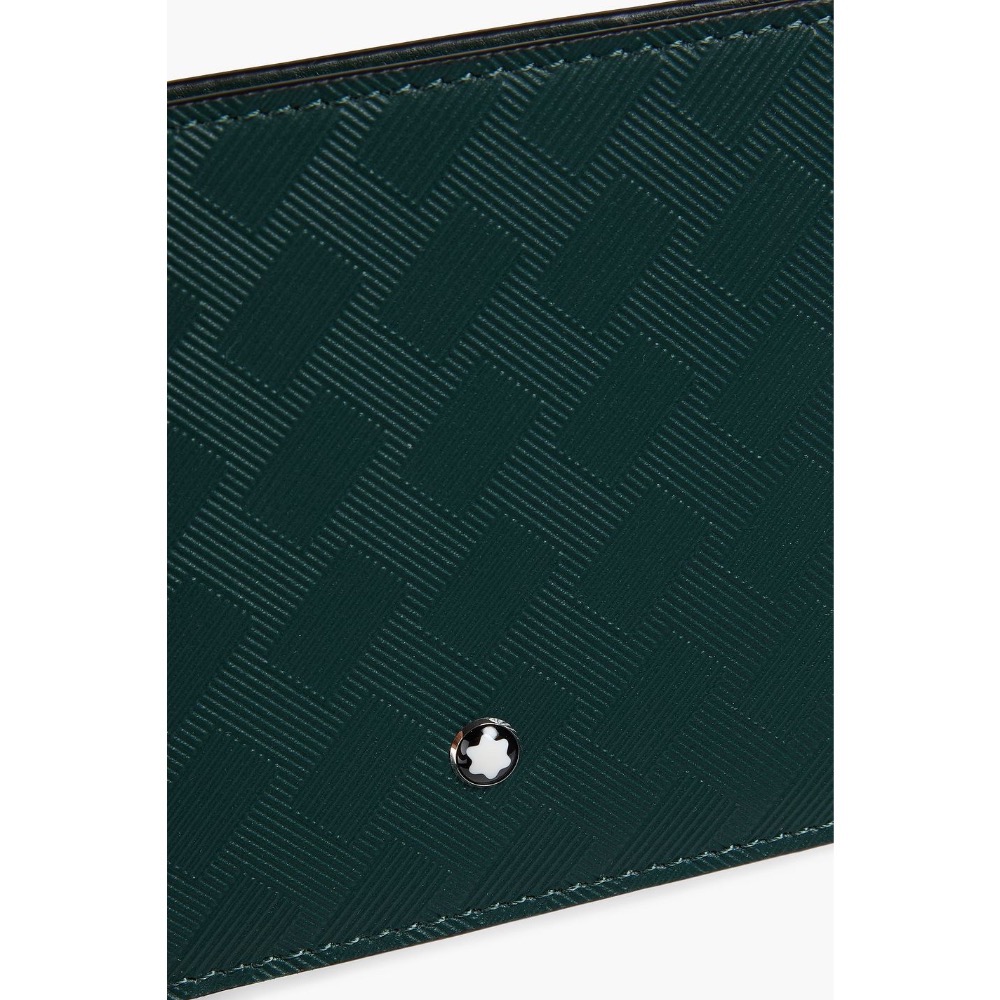 唯美絕版🌸MONTBLANC(萬寶龍)義大利製~頂級精品！英倫~綠色！超唯美囑目風尚！小牛皮~中短夾皮夾錢包信用卡夾！-細節圖8