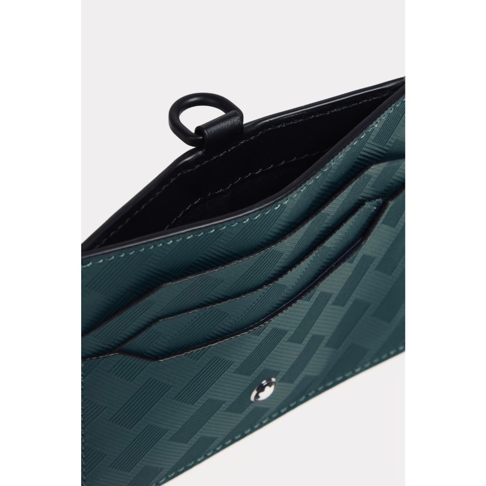 唯美絕版🌸MONTBLANC(萬寶龍)義大利製~頂級精品！英倫~綠色！超唯美風尚高階匠藝！小牛皮~中短夾皮夾錢包信用卡夾-細節圖5