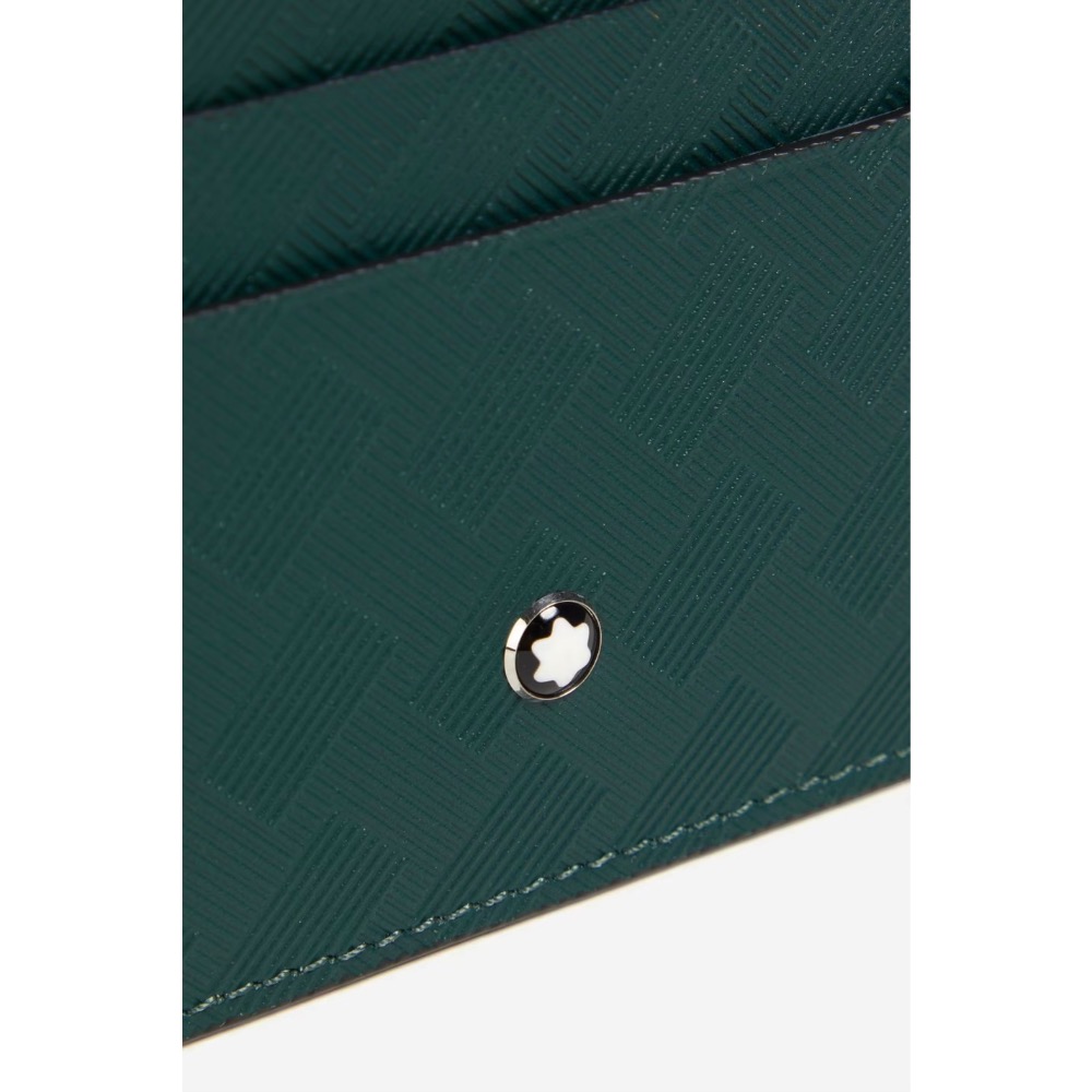 唯美絕版🌸MONTBLANC(萬寶龍)義大利製~頂級精品！英倫~綠色！超唯美風尚高階匠藝！小牛皮~中短夾皮夾錢包信用卡夾-細節圖8