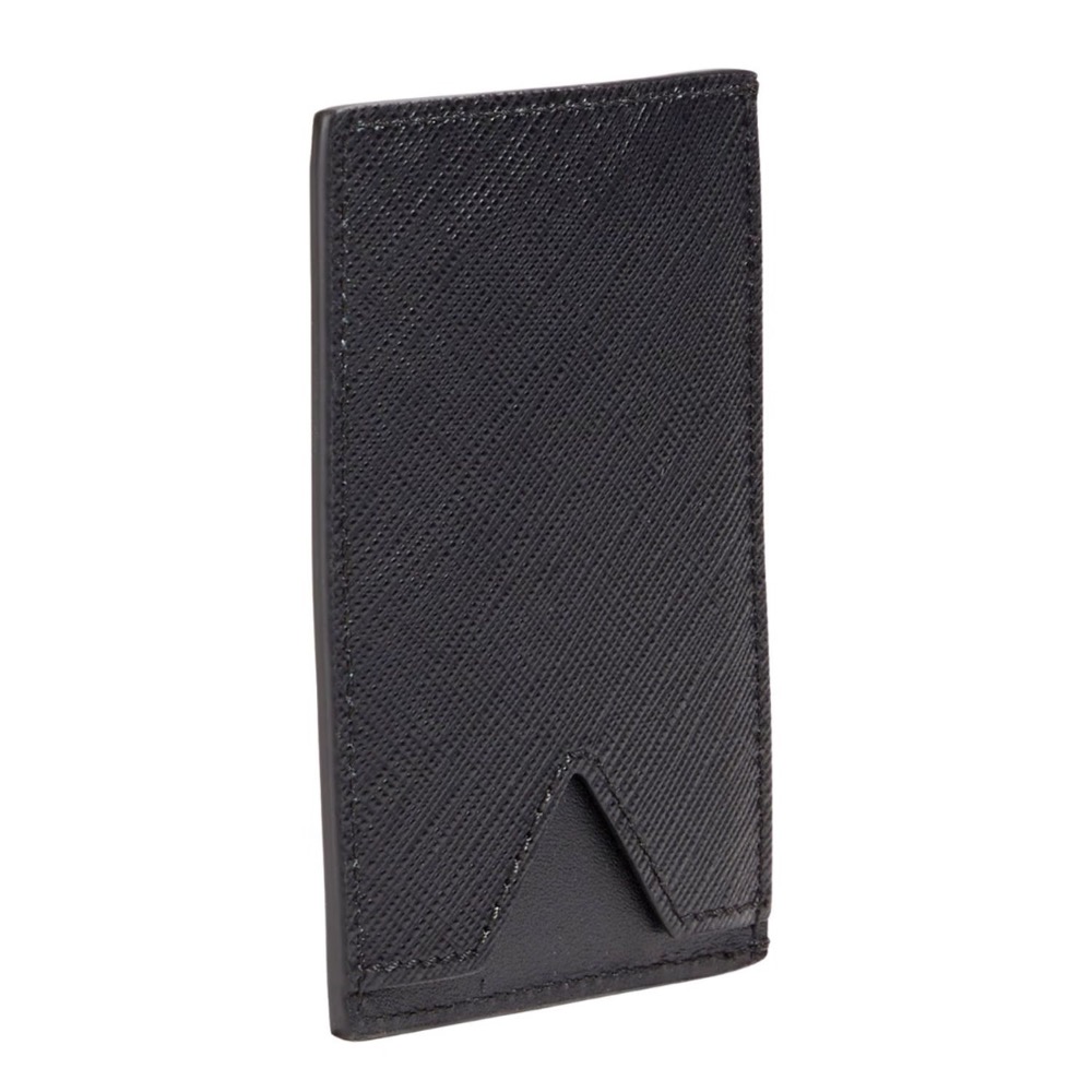 唯美絕版🌸MONTBLANC(萬寶龍)義大利製~頂級精品！墨子~黑色！超唯美口袋高階匠藝！小牛皮~中短夾皮夾錢包信用卡夾-細節圖9