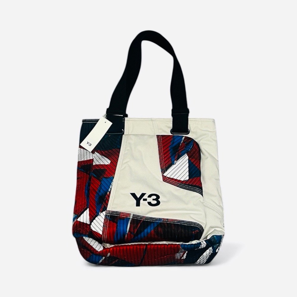 Y-3🌟 Y3~極稀有大作！全球限購限量~頂級精品星光版藝術家主理象牙白色紋繡幾何托特包、側背包、斜背包、肩背包~收藏款！-細節圖9