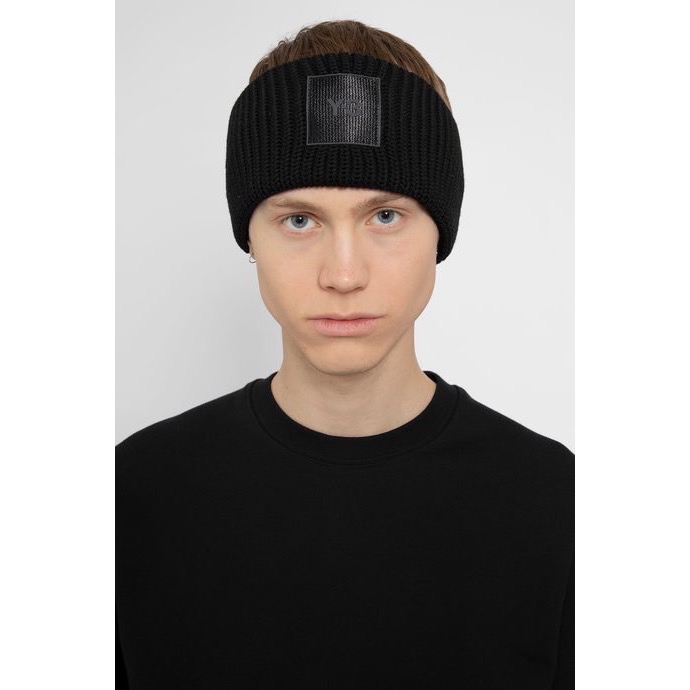 Y-3 💛 絕版頂級稀有~傳奇古典100%羊毛針織黑色髮帶、配飾頭帶、羊毛帽、毛線帽、針織帽、小圍巾圍脖~棒球帽💜-細節圖3