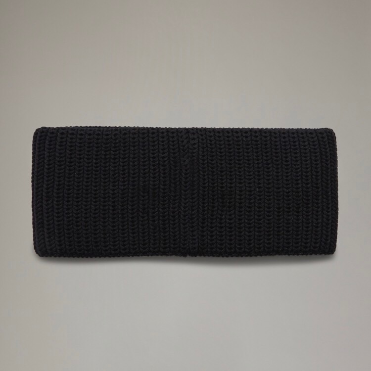 Y-3 💛 絕版頂級稀有~傳奇古典100%羊毛針織黑色髮帶、配飾頭帶、羊毛帽、毛線帽、針織帽、小圍巾圍脖~棒球帽💜-細節圖9