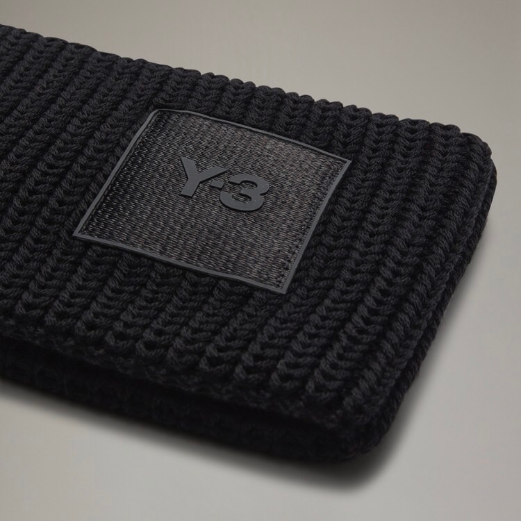 Y-3 💛 絕版頂級稀有~傳奇古典100%羊毛針織黑色髮帶、配飾頭帶、羊毛帽、毛線帽、針織帽、小圍巾圍脖~棒球帽💜-細節圖10