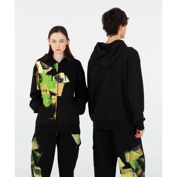 Y-3💛極稀有!琥珀♥️水墨筆觸!全球快閃限定🌟絕版頂級飄逸黑色連帽外套!衛衣外套夾克衛衣~-細節圖5