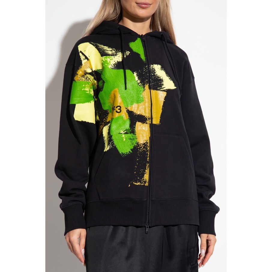 Y-3💛極稀有!琥珀♥️水墨筆觸!全球快閃限定🌟絕版頂級飄逸黑色連帽外套!衛衣外套夾克衛衣~-細節圖6