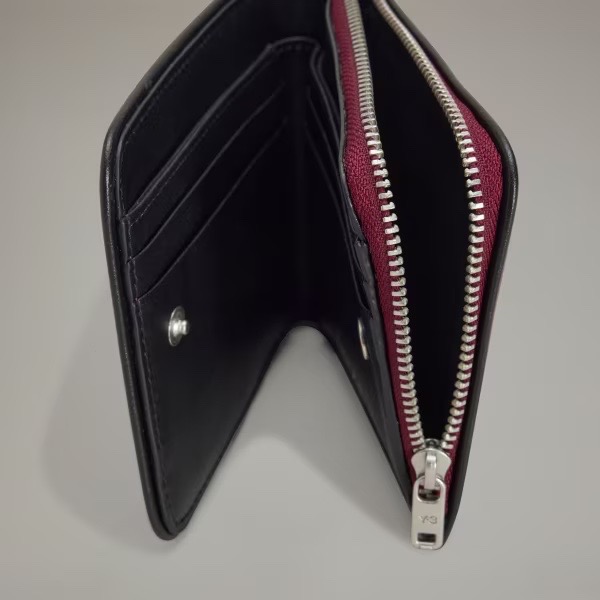 Y-3🌟 Y3！全球絕版限定🖤🤍頂級精品藝術家~全真牛皮💌 黑醋栗、勃根地、酒紅色!皮夾、短夾、卡夾、錢包、名片夾、財布包-細節圖3
