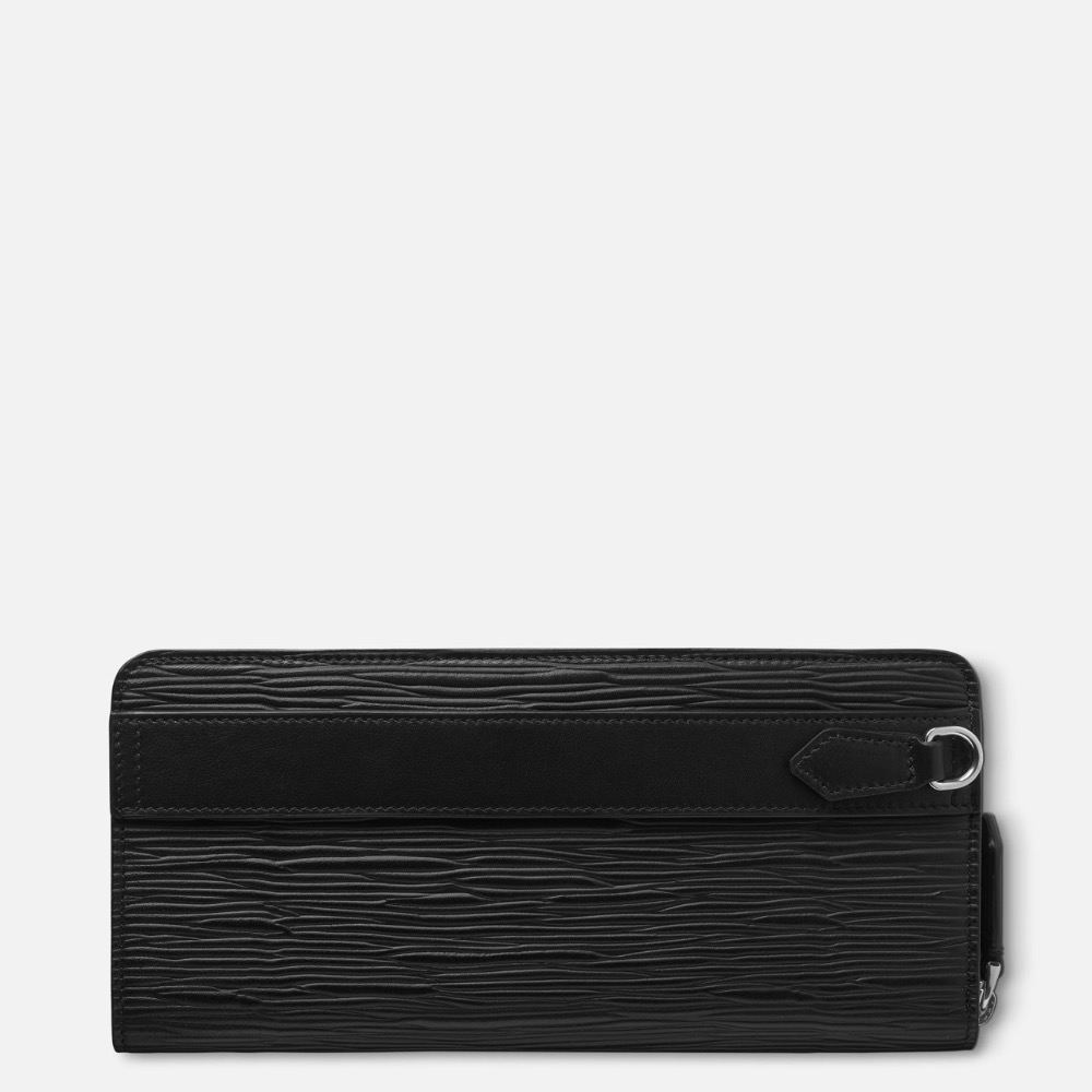 唯美絕版🌸MONTBLANC(萬寶龍)義大利製~頂級精品！唯美高階靈感匠藝~防刮牛皮墨子黑色~長夾皮夾信用卡夾、名片夾-細節圖3