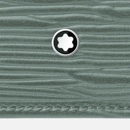 唯美絕版🌸MONTBLANC(萬寶龍)義大利製~頂級精品！唯美高階靈感匠藝~防刮牛皮翡翠綠薄荷綠色~長夾皮夾錢包信用卡夾-細節圖5