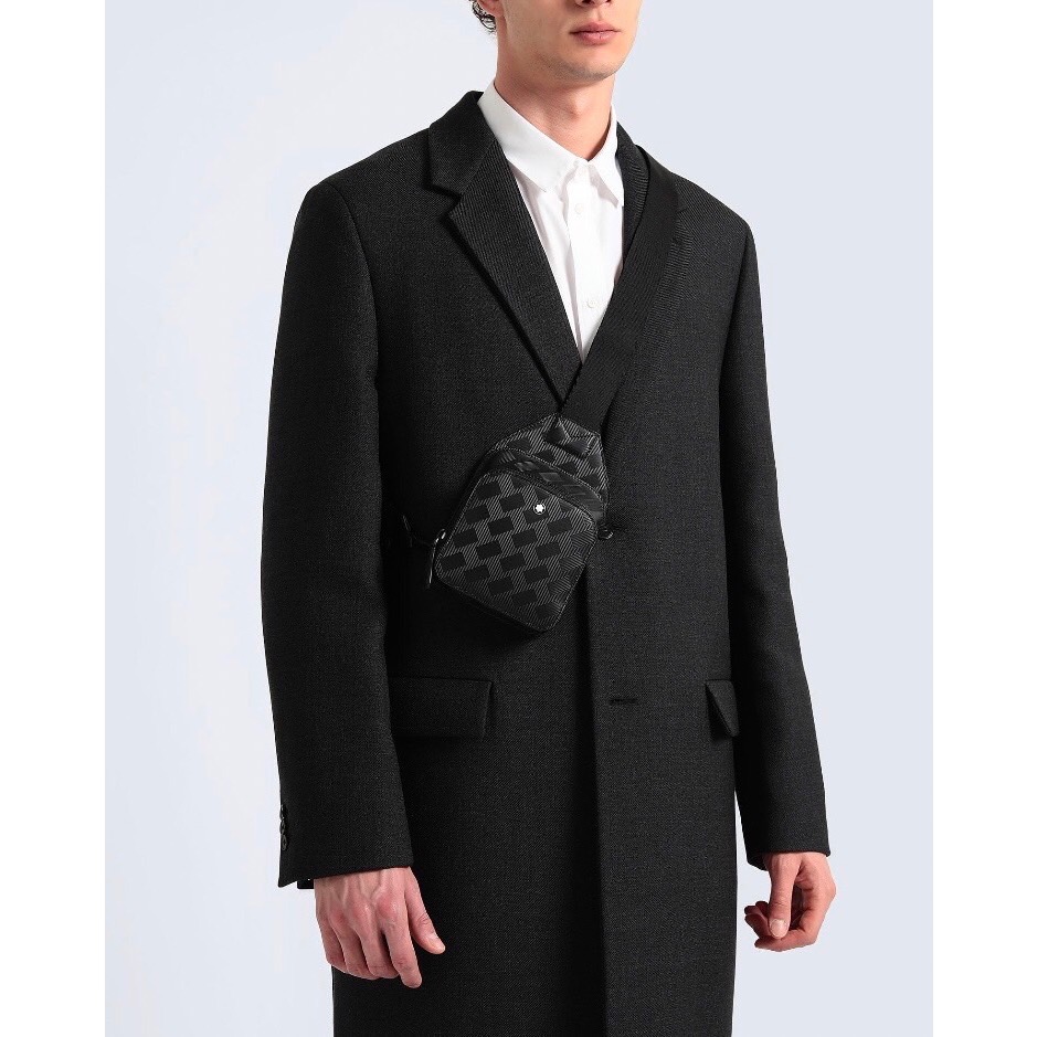 唯美絕版🌸MONTBLANC(萬寶龍)義大利製~頂級精品！唯美高階匠藝~城市版！小牛皮墨子~黑色！側背包、斜背包、肩背包-細節圖5