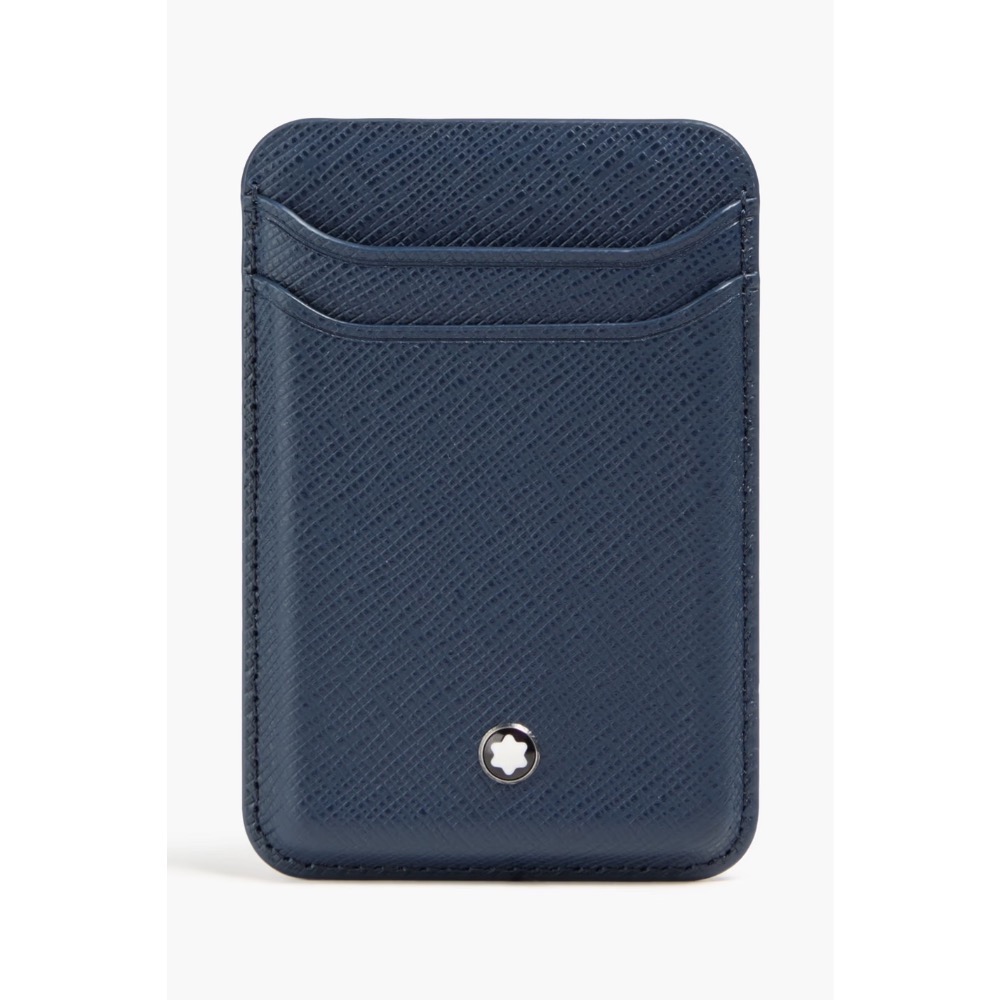 唯美絕版🌸MONTBLANC(萬寶龍)義大利製~頂級精品！古典墨水~深藍色！iPhone、MagSafe！卡夾、錢包！-細節圖7
