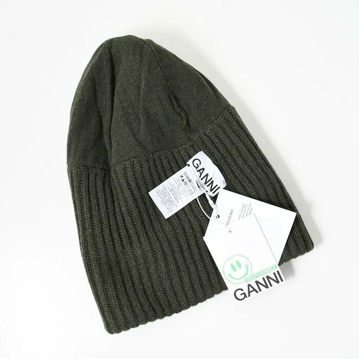 美翻了!絕版✨丹麥GANNI💌頂級精品!橄欖綠色~純羊毛毛帽~稀有手洗毛線帽針織帽 !-細節圖9