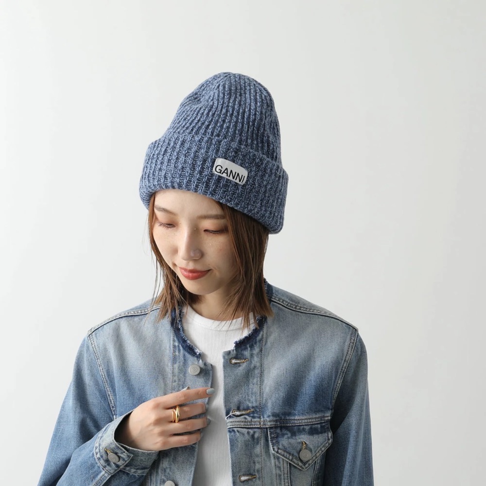 美翻了!絕版✨丹麥GANNI💌頂級精品!霜藍色、霧藍色~純羊毛毛帽~稀有手洗毛線帽針織帽 !-細節圖5