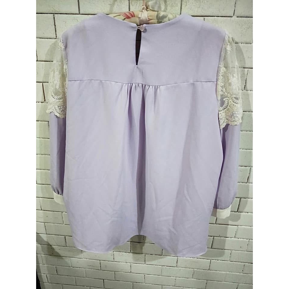 正韓拼接蕾絲雪紡上衣（C)-細節圖3