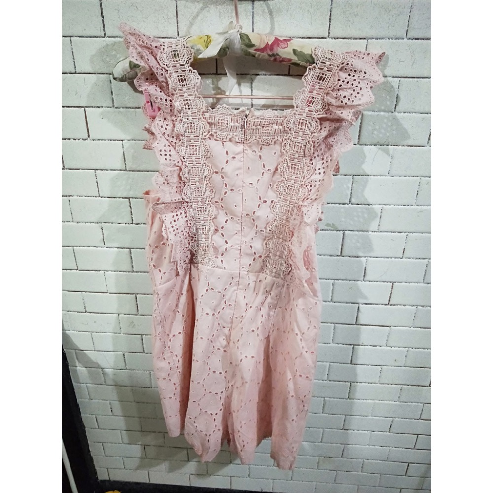 粉色氣質燒花連身褲（）-細節圖2