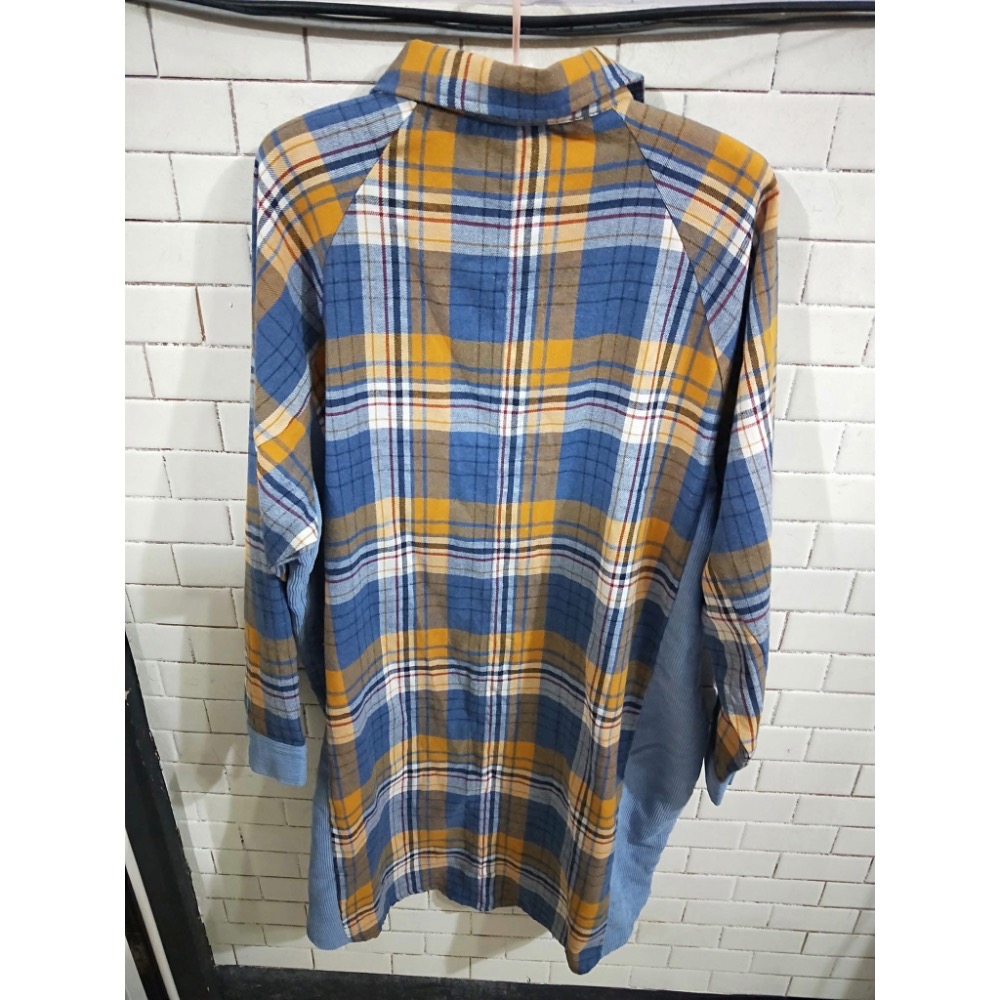 專櫃正品gozo拼接格紋穿長版襯衫(V)-細節圖3