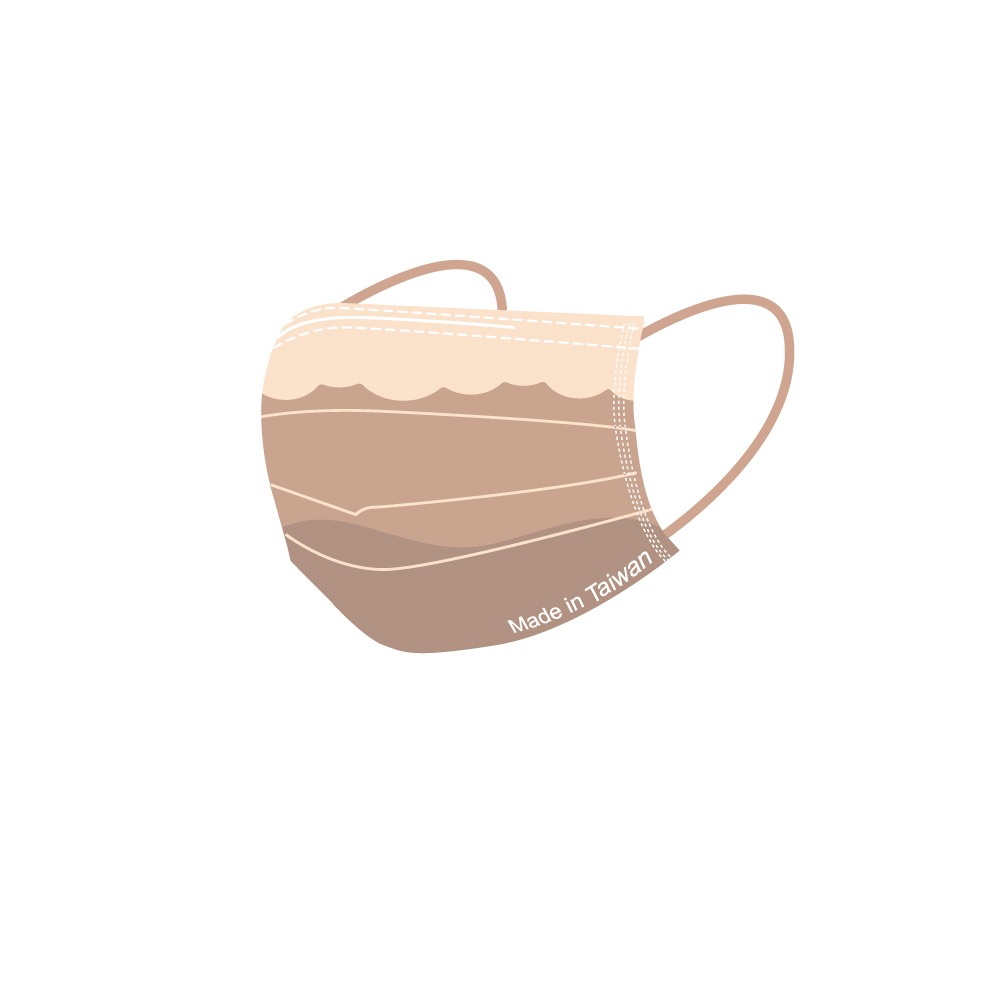 奶茶色成人平面醫療口罩20入 Mask-細節圖2