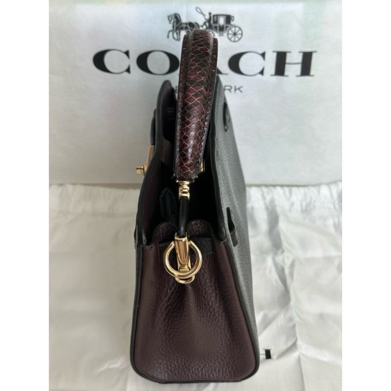 全新Coach mini Lane 手提 皮革 斜背包 小托特 托特包 側背包-細節圖3