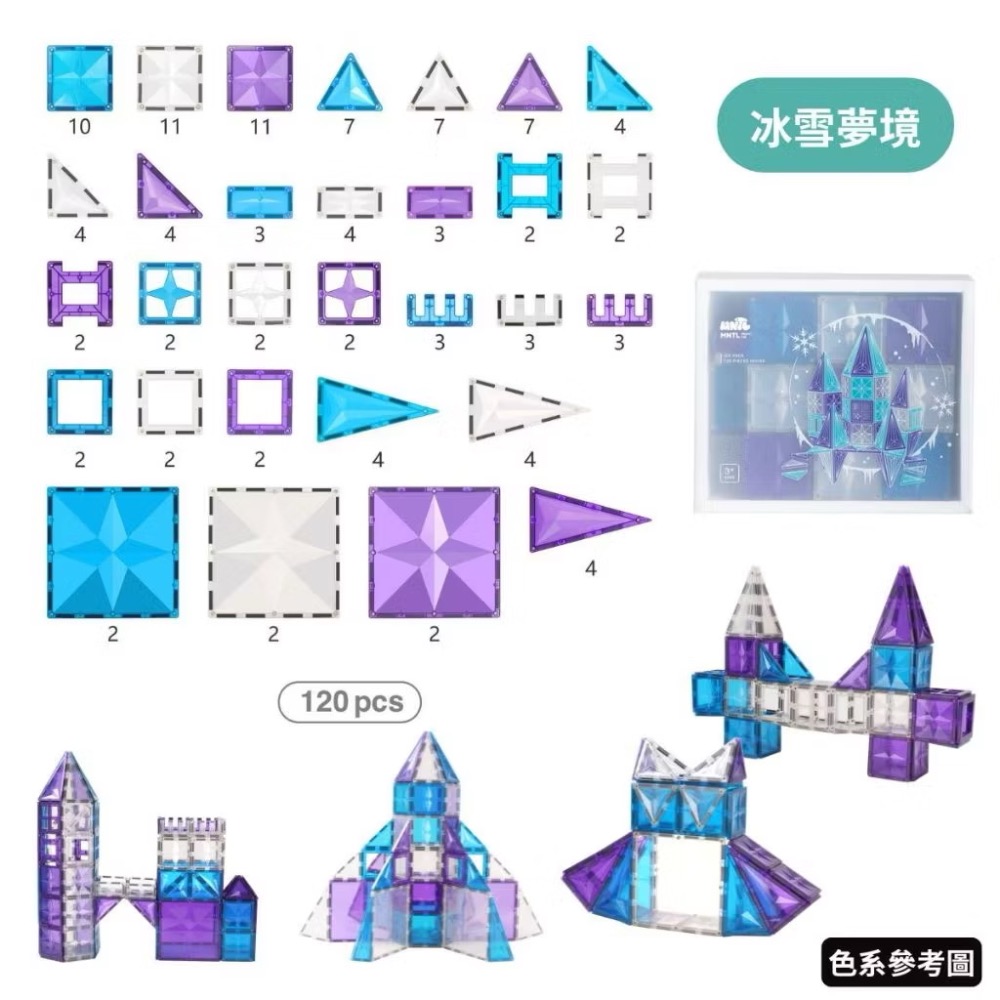 MNTL 磁力片 冰雪夢境（120pcs)-細節圖4